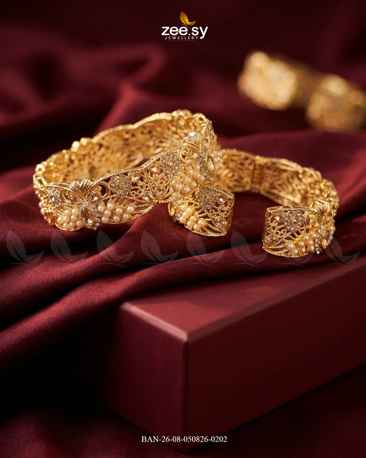 Scalloped Pearl Filigree Statement Bangles