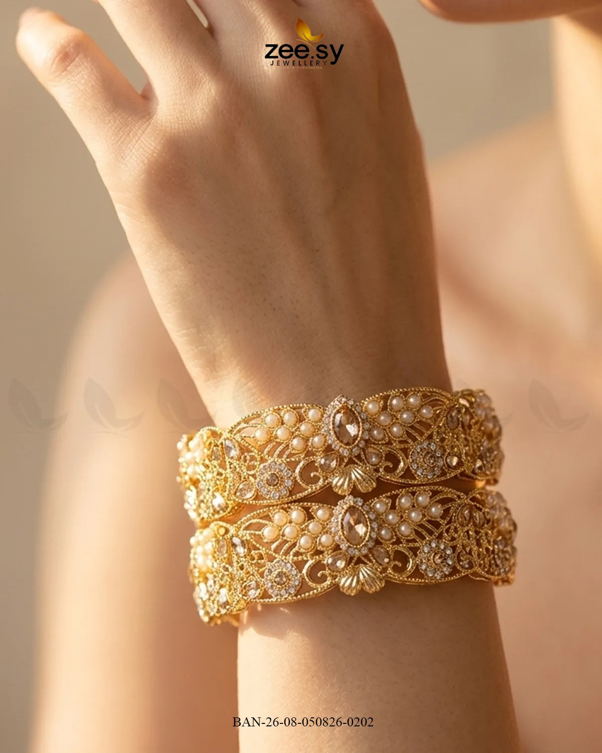 Scalloped Pearl Filigree Statement Bangles