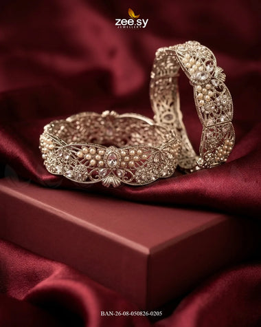 Scalloped Pearl Filigree Statement Bangles