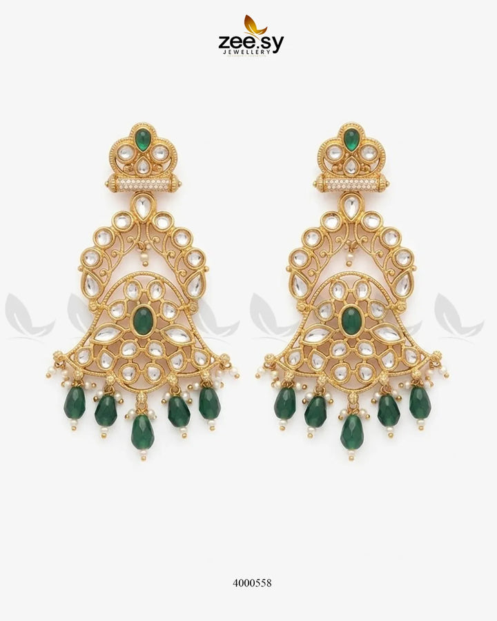 Scarlet Filigree Kundan Earrings Earrings - Zeesy Jewellery Pakistan | Premium Artificial & Imitation Jewellery