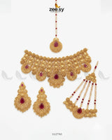 Scarlet Heritage Ruby Bridal Set Bridal Set - Zeesy Jewellery Pakistan | Premium Artificial & Imitation Jewellery