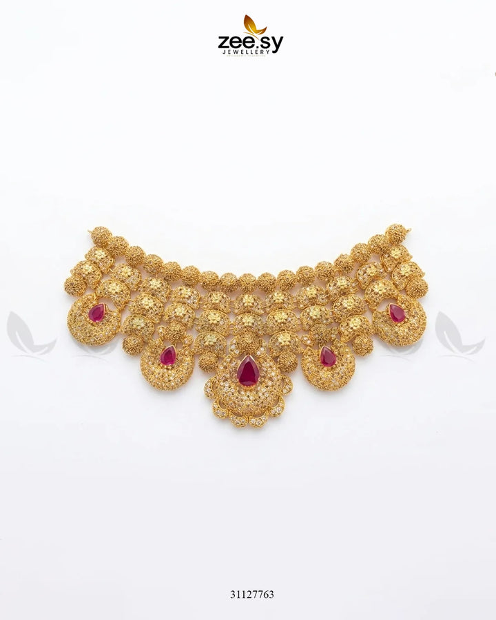 Scarlet Heritage Ruby Bridal Set Bridal Set - Zeesy Jewellery Pakistan | Premium Artificial & Imitation Jewellery