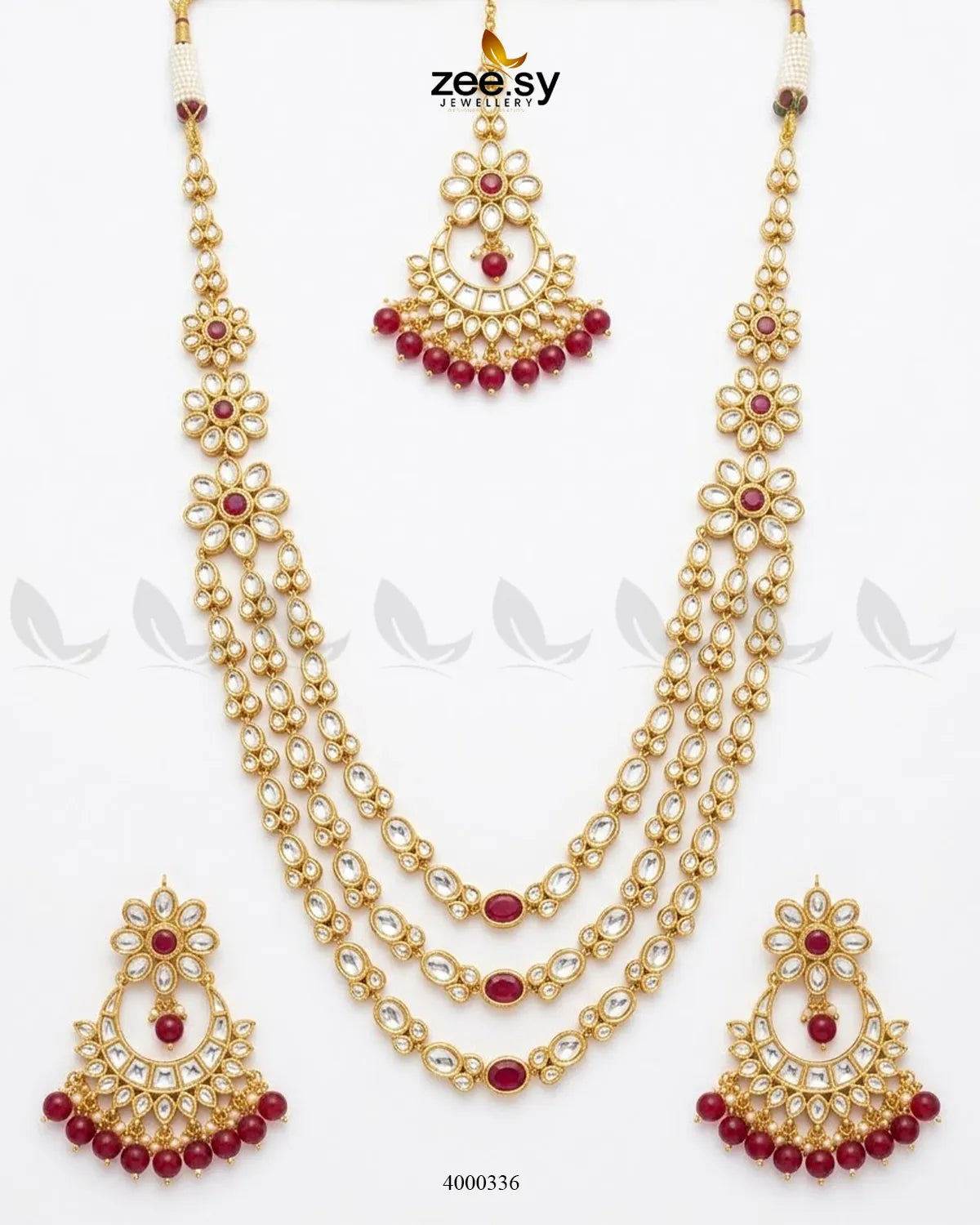 Scarlet Layered Kundan Malla Set Necklace Sets - Zeesy Jewellery Pakistan | Premium Artificial & Imitation Jewellery