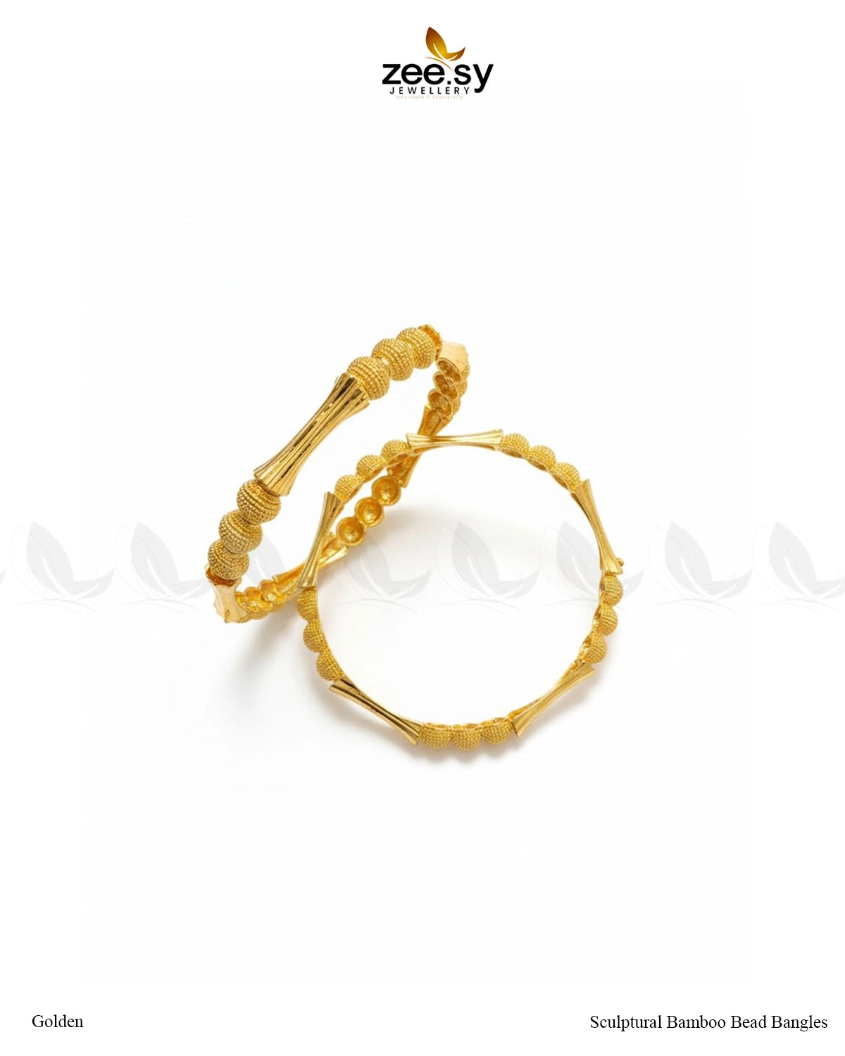 Sculptural Bamboo Bead Bangles - Golden - Zeesy Jewellery