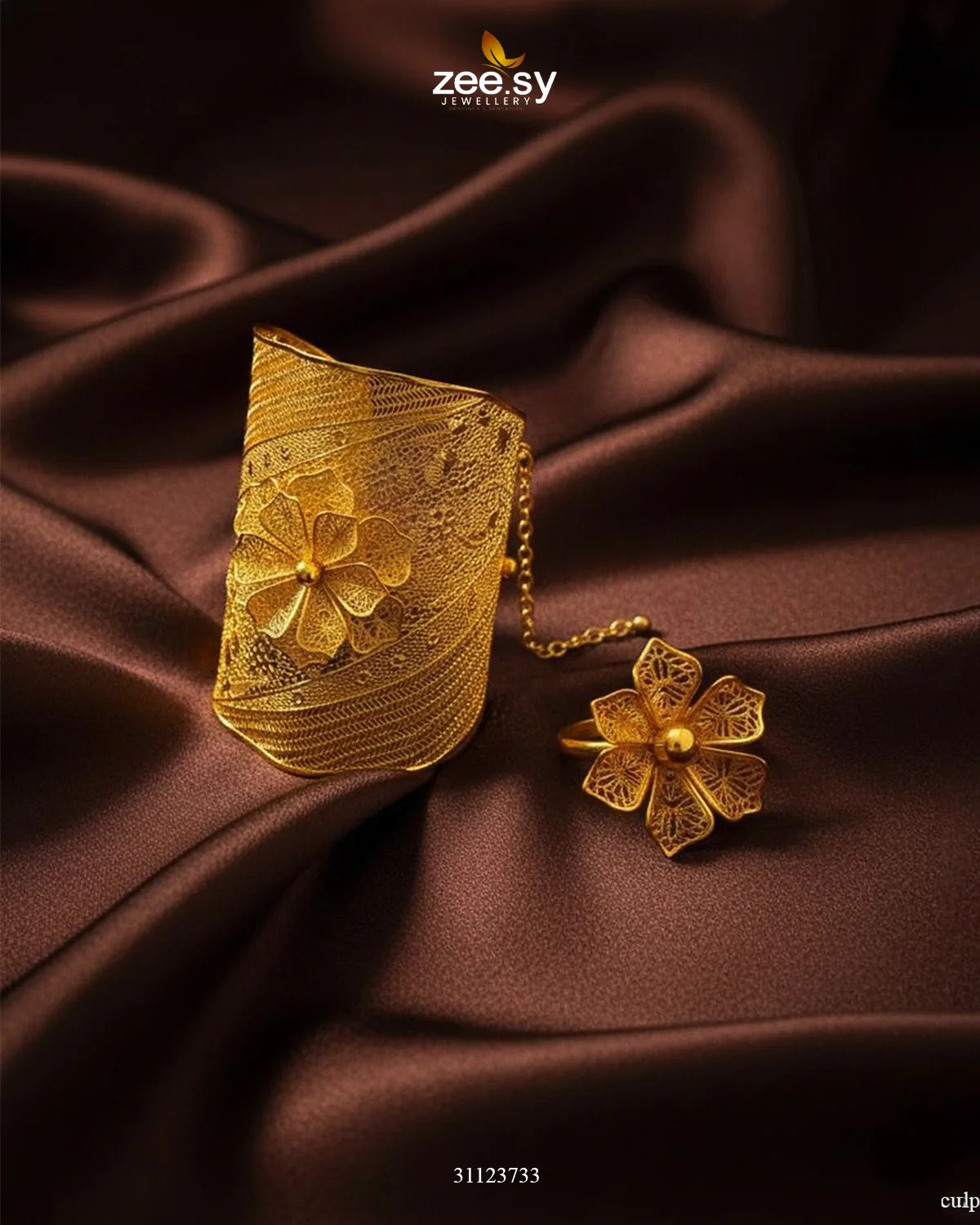 Sculptural Filigree Bangle Ring Set - Zeesy Jewellery