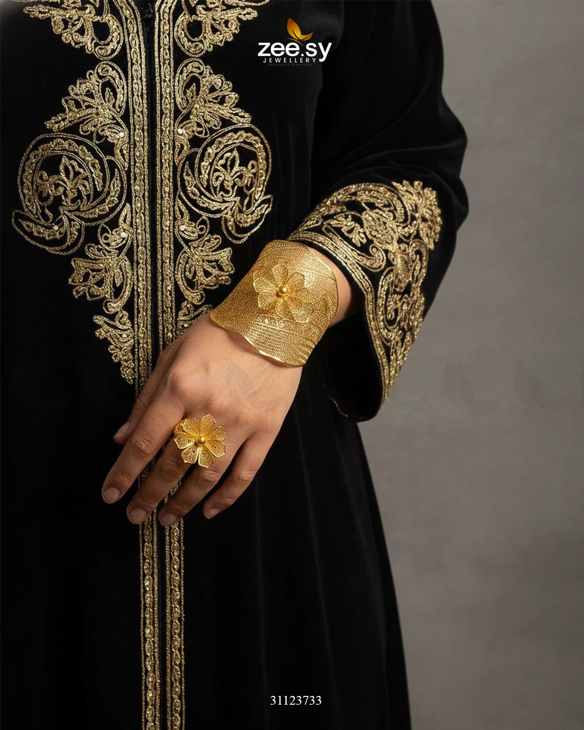 Sculptural Filigree Bangle Ring Set - Zeesy Jewellery