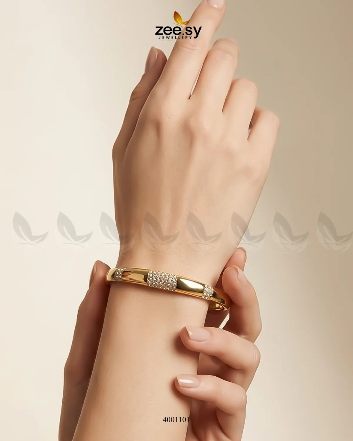 MH26 segmented crystal cuff bracelet featuring sleek metal segments and sparkling crystal accents on a stylish bracelet design.