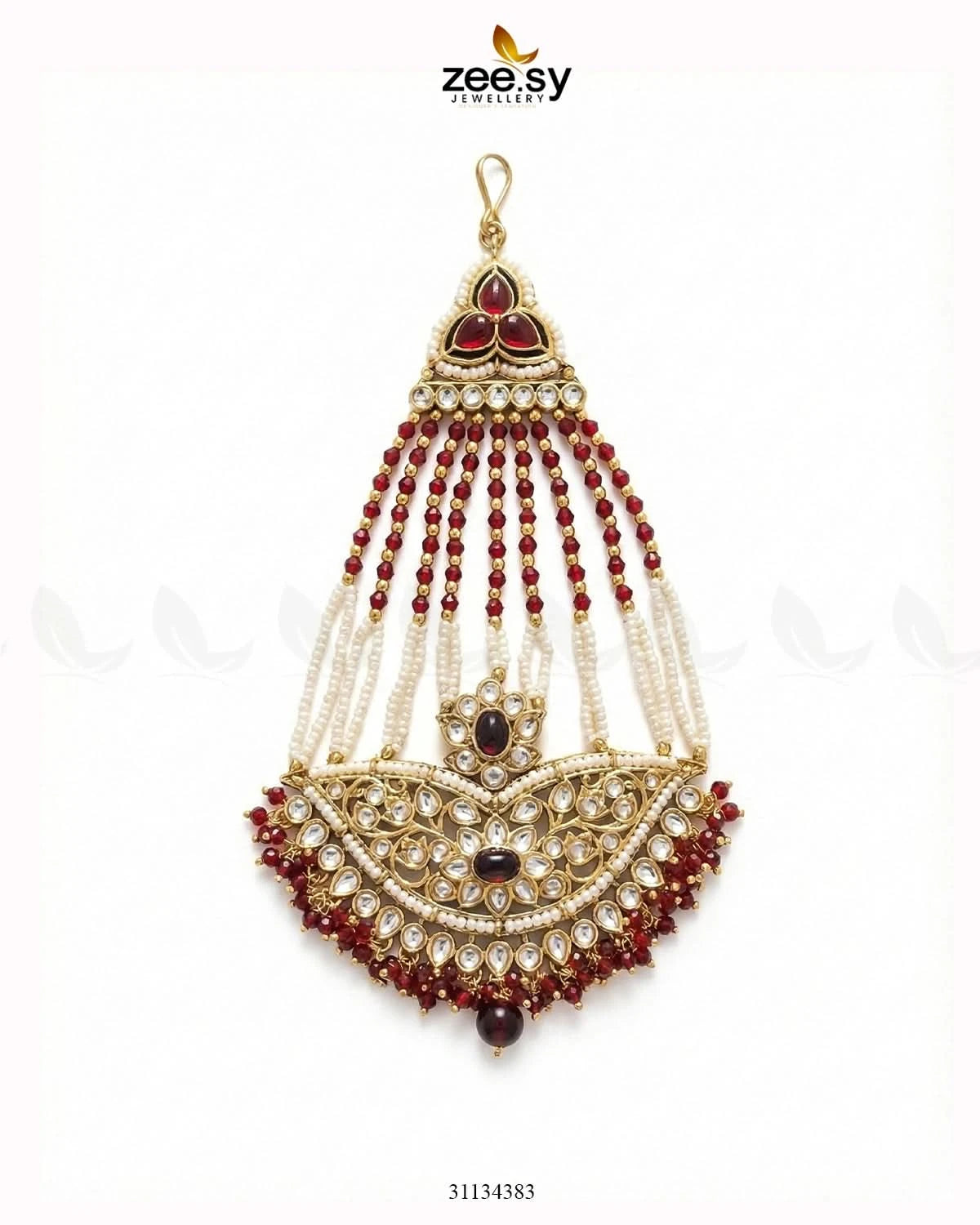Shahi Floral Kundan Jhumar Golden Red - Zeesy Jewellery