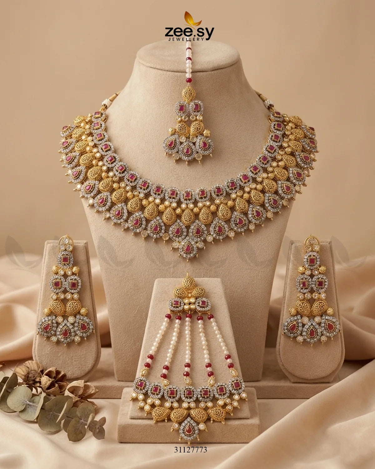 Shimmering Veil Zirconia Bridal Set Bridal Set - Zeesy Jewellery Pakistan | Premium Artificial & Imitation Jewellery