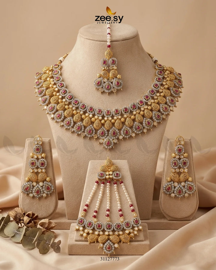 Shimmering Veil Zirconia Bridal Set Bridal Set - Zeesy Jewellery Pakistan | Premium Artificial & Imitation Jewellery