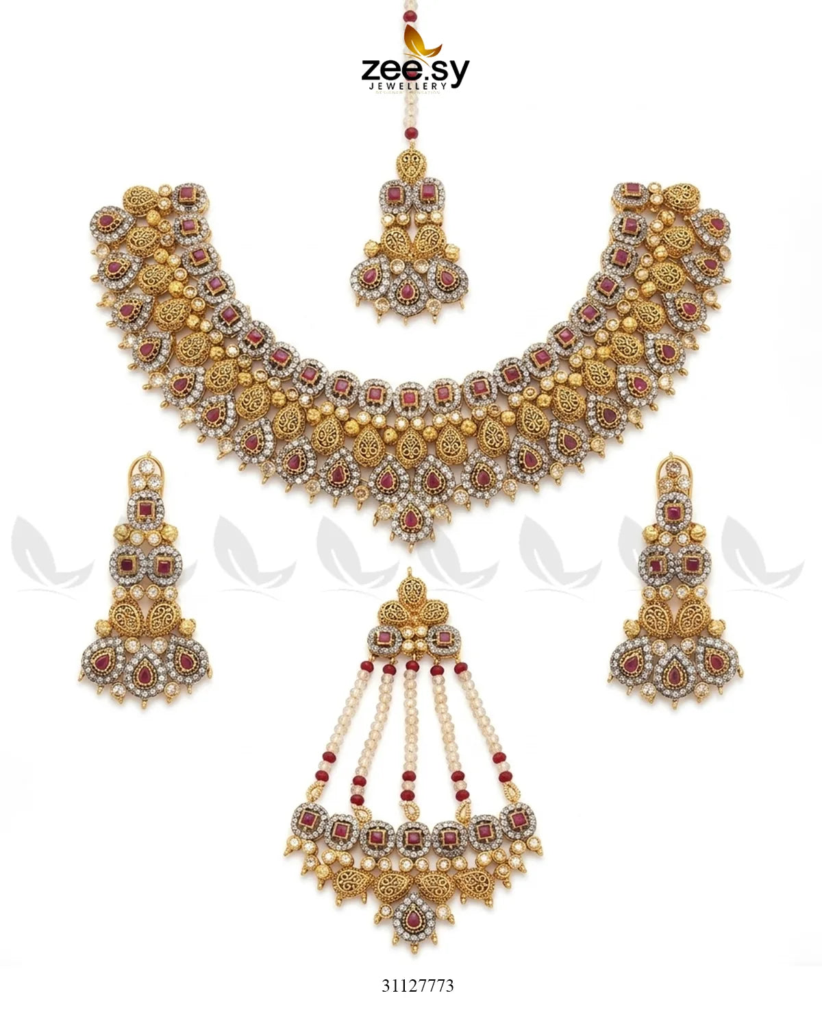 Shimmering Veil Zirconia Bridal Set Bridal Set - Zeesy Jewellery Pakistan | Premium Artificial & Imitation Jewellery