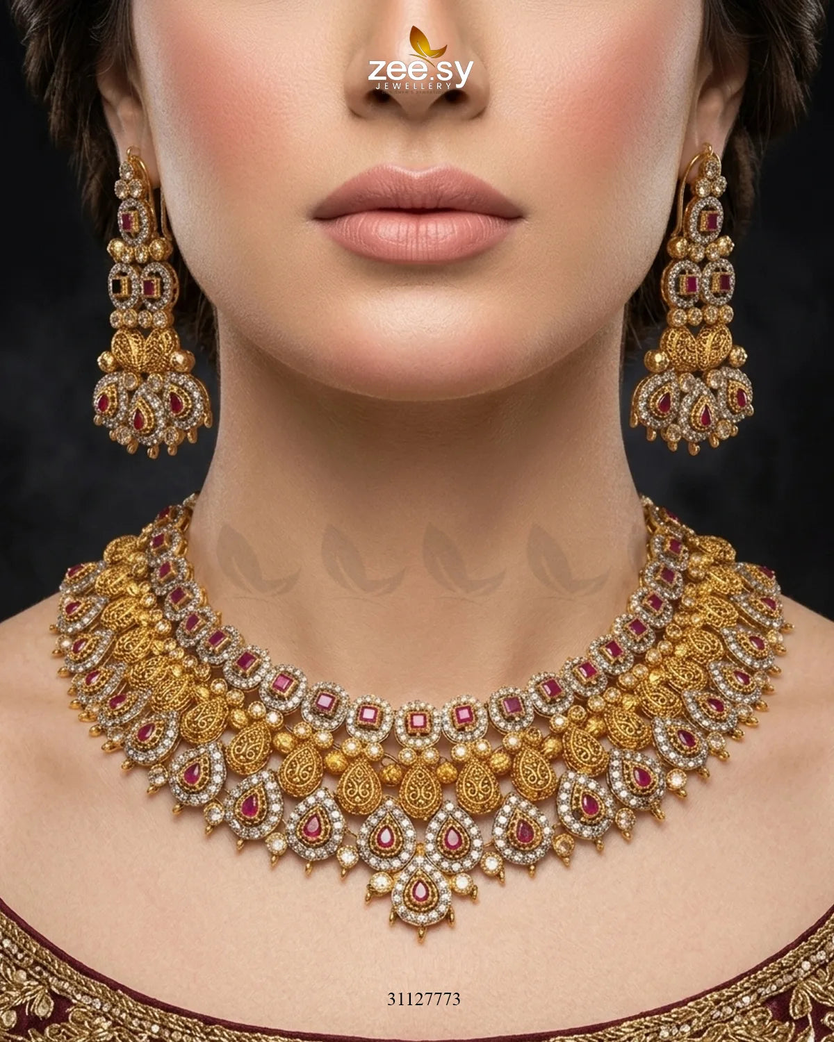 Shimmering Veil Zirconia Bridal Set Bridal Set - Zeesy Jewellery Pakistan | Premium Artificial & Imitation Jewellery