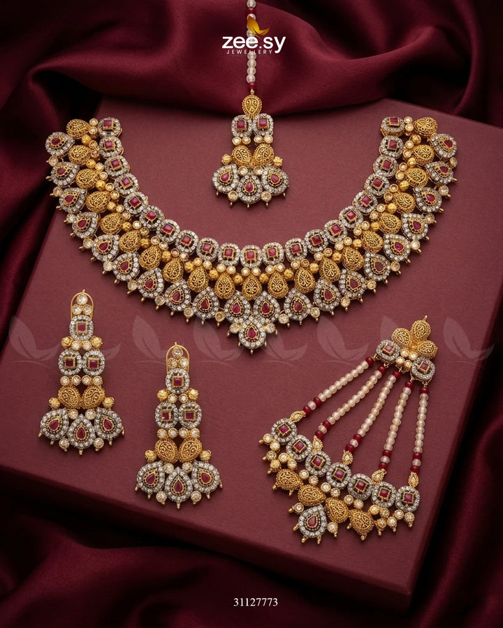 Shimmering Veil Zirconia Bridal Set Bridal Set - Zeesy Jewellery Pakistan | Premium Artificial & Imitation Jewellery