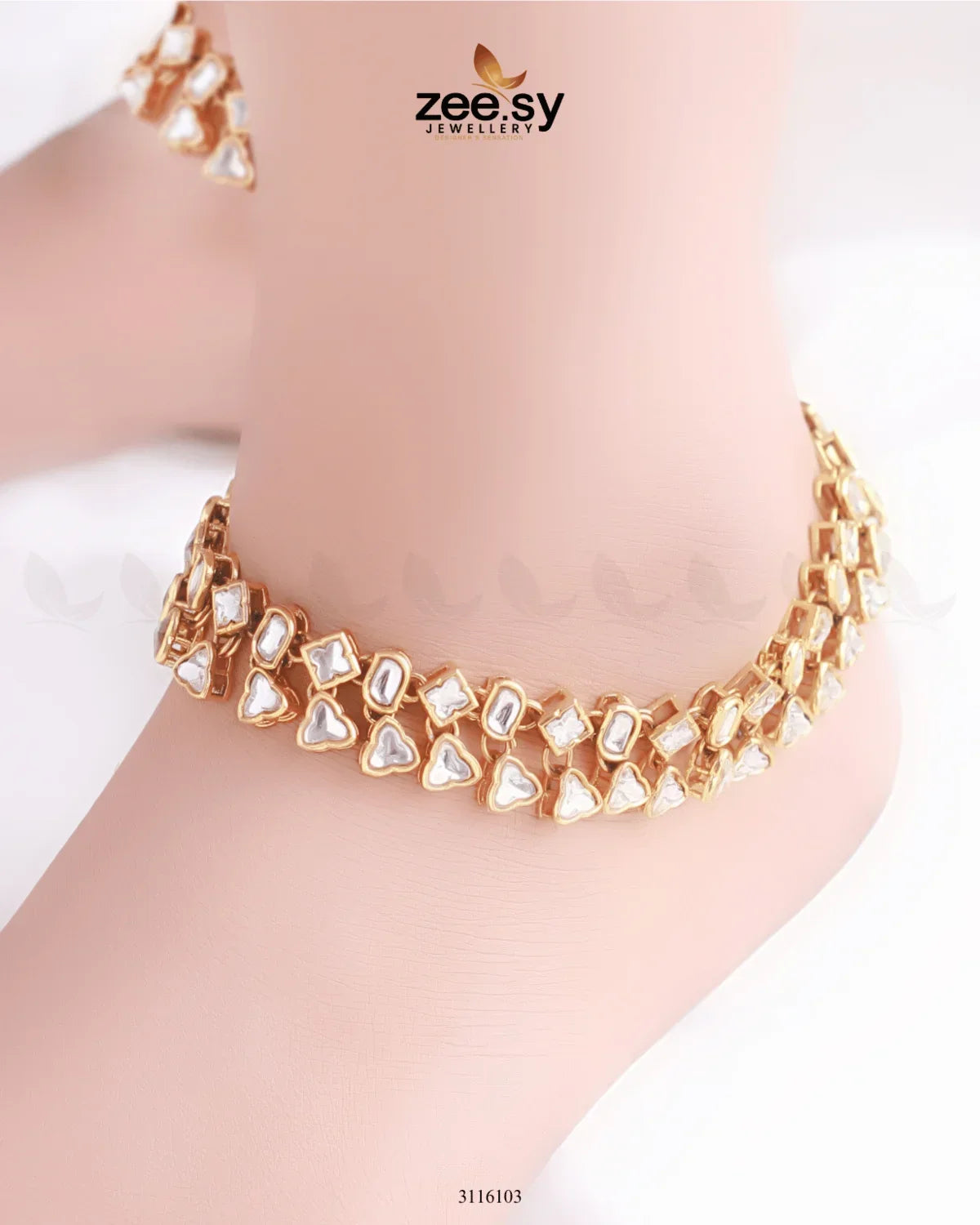 Shungite Anklet Golden white - Zeesy Jewellery