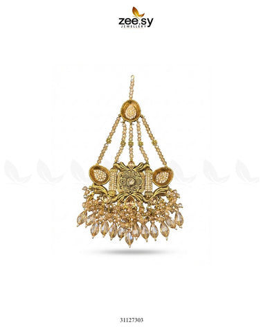 Shyama Beaded Pearl Jhumar Champagne jhumar - Zeesy Jewellery Pakistan | Premium Artificial & Imitation Jewellery