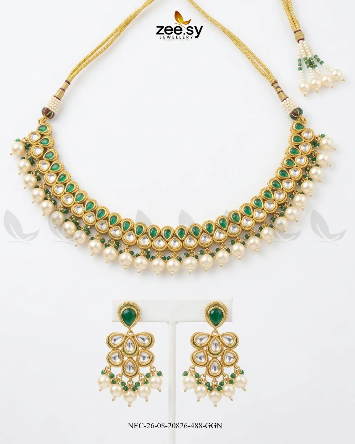 Sia Hanging Pearl Necklace Set Necklace Sets - Zeesy Jewellery Pakistan | Premium Artificial & Imitation Jewellery