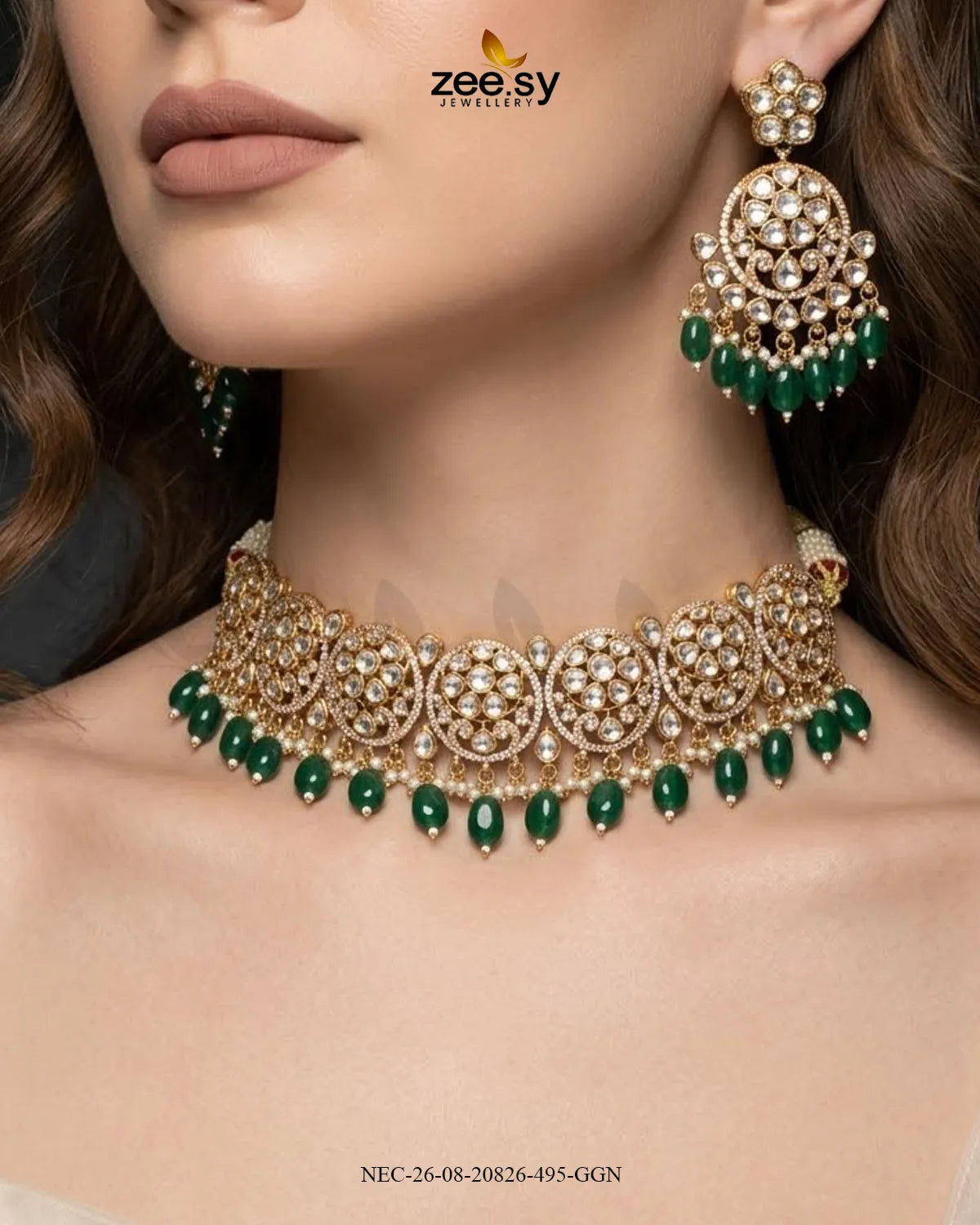 Sia Ornate Kundan Necklace Set Necklace Sets - Zeesy Jewellery Pakistan | Premium Artificial & Imitation Jewellery