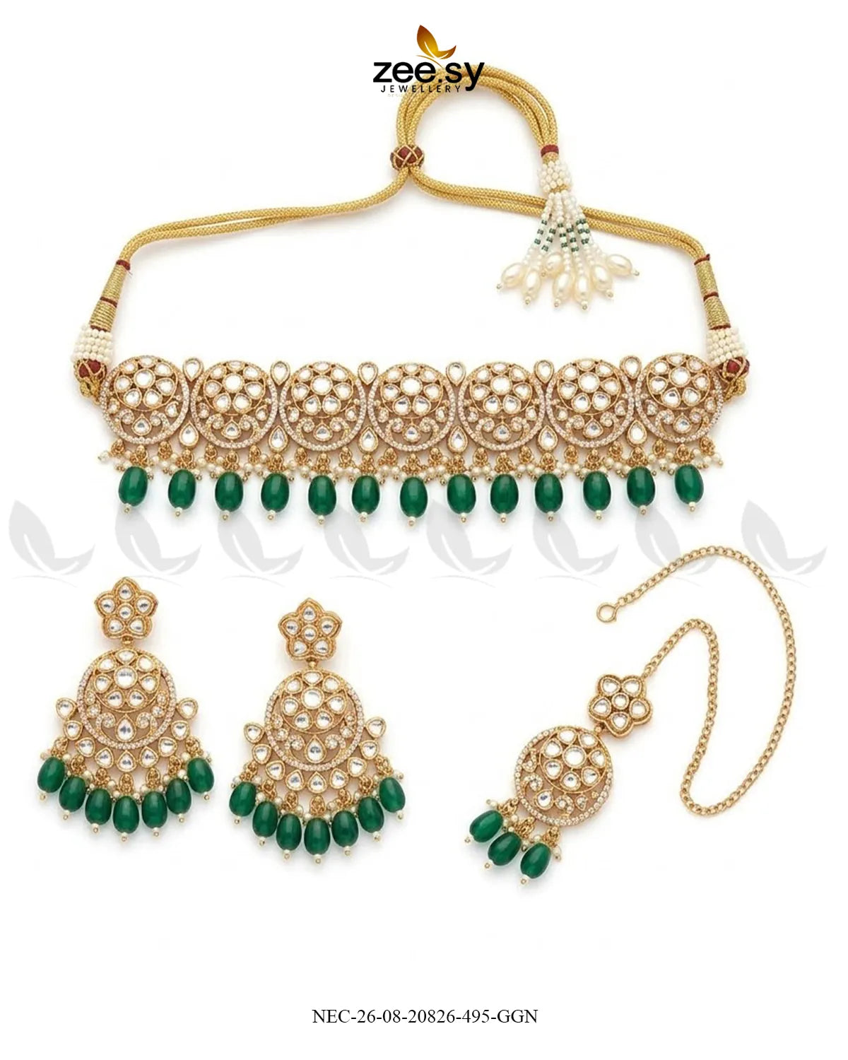 Sia Ornate Kundan Necklace Set Necklace Sets - Zeesy Jewellery Pakistan | Premium Artificial & Imitation Jewellery