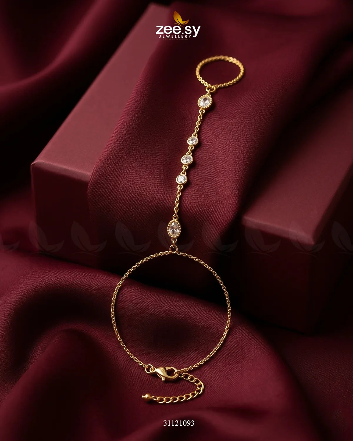 Signature Solitaire Finger Loop Bracelet Bracelet - Zeesy Jewellery Pakistan | Premium Artificial & Imitation Jewellery