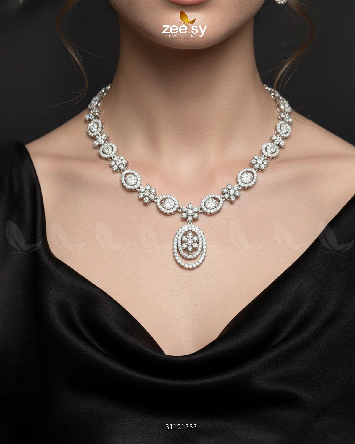 Dainty Oval Floral Necklace Set - Zeesy Jewellery