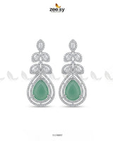 Silver Bella Drop Dangle Earrings Silver Mint Green Earrings - Zeesy Jewellery Pakistan | Premium Artificial & Imitation Jewellery