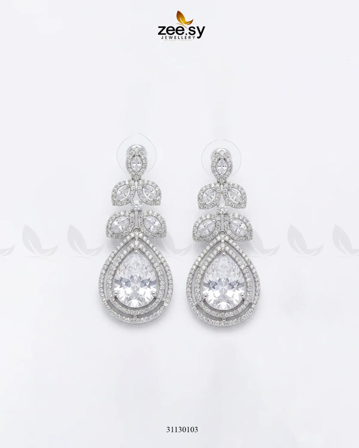 Silver Bella Drop Dangle Earrings Earrings - Zeesy Jewellery Pakistan | Premium Artificial & Imitation Jewellery