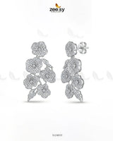 Silver Blossom Cluster Pave Earrings Earrings - Zeesy Jewellery Pakistan | Premium Artificial & Imitation Jewellery