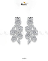 Silver Blossom Cluster Pave Earrings Earrings - Zeesy Jewellery Pakistan | Premium Artificial & Imitation Jewellery