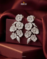 Silver Blossom Cluster Pave Earrings Silver White Earrings - Zeesy Jewellery Pakistan | Premium Artificial & Imitation Jewellery