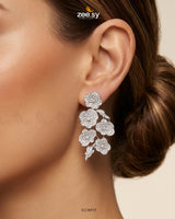 Silver Blossom Cluster Pave Earrings Earrings - Zeesy Jewellery Pakistan | Premium Artificial & Imitation Jewellery
