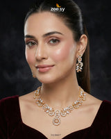 Golden Bold Stone Necklace Set - Zeesy.pk