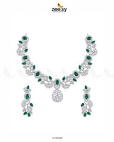 Silver Bold Stone Necklace Set - Zeesy.pk