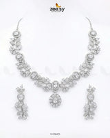Silver Bold Stone Necklace Set - Zeesy.pk