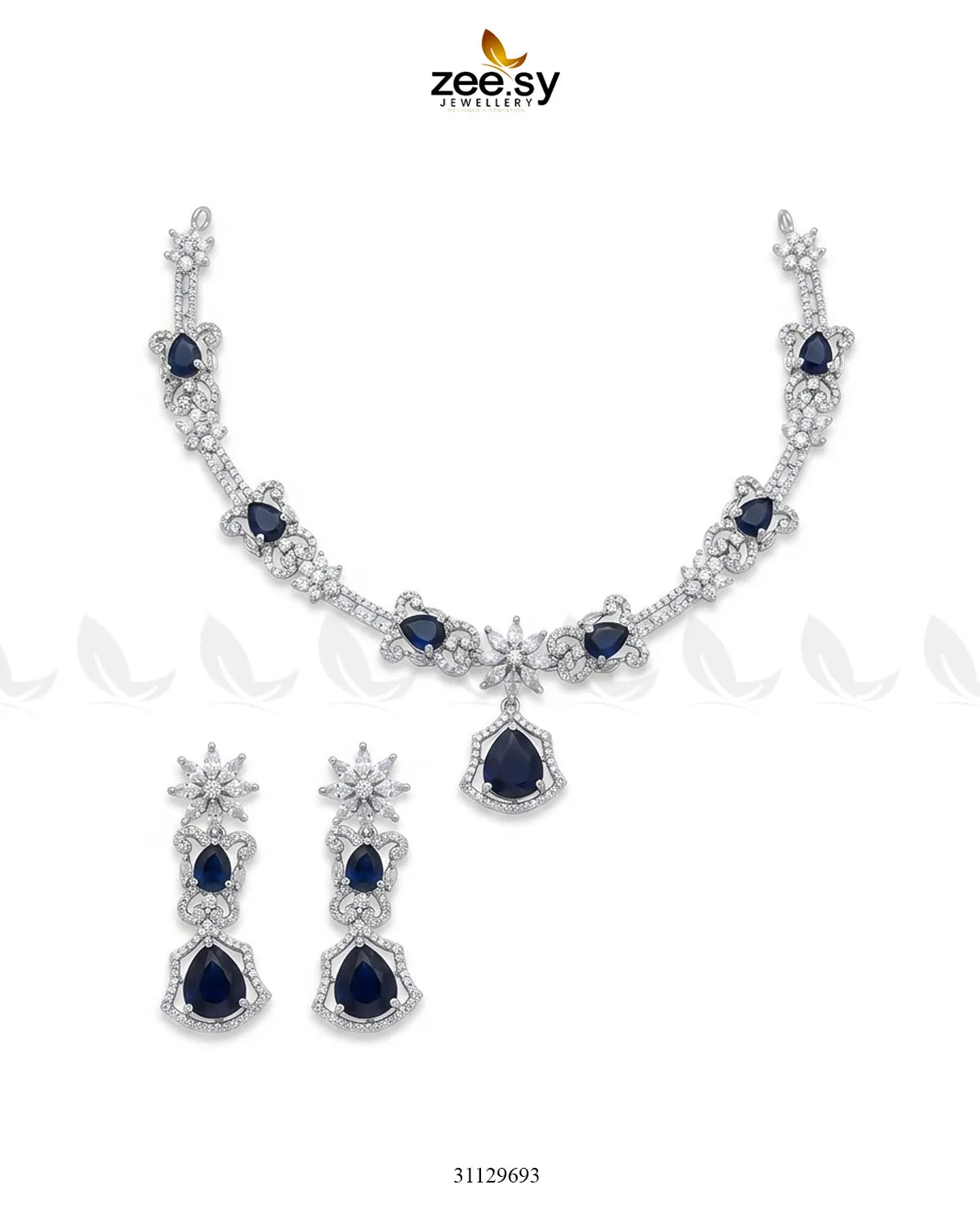 Silver Cocktail Stone Necklace Set Necklace Sets - Zeesy Jewellery Pakistan | Premium Artificial & Imitation Jewellery