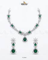 Silver Cocktail Stone Necklace Set Necklace Sets - Zeesy Jewellery Pakistan | Premium Artificial & Imitation Jewellery