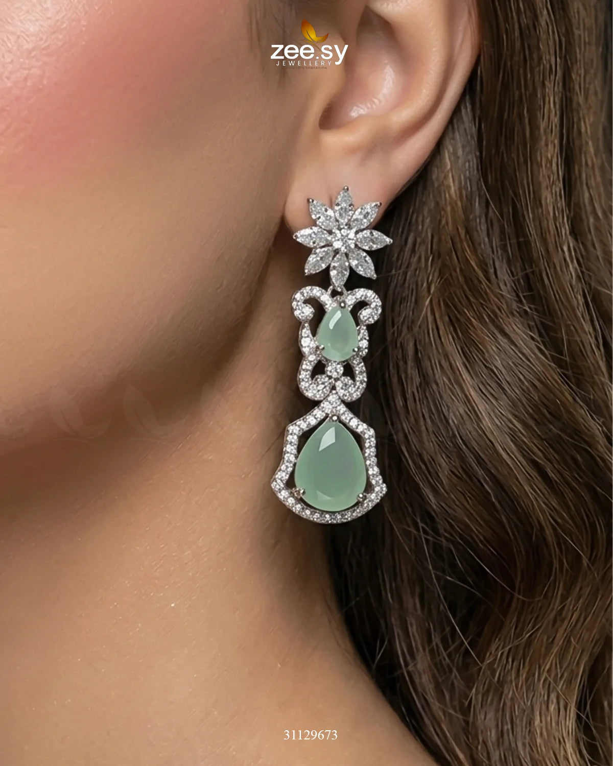 Silver Cocktail Stone Necklace Set Necklace Sets - Zeesy Jewellery Pakistan | Premium Artificial & Imitation Jewellery