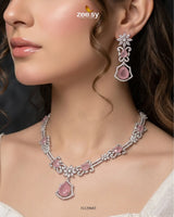 Silver Cocktail Stone Necklace Set Necklace Sets - Zeesy Jewellery Pakistan | Premium Artificial & Imitation Jewellery