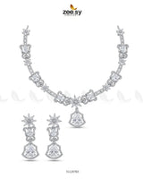 Silver Cocktail Stone Necklace Set Necklace Sets - Zeesy Jewellery Pakistan | Premium Artificial & Imitation Jewellery