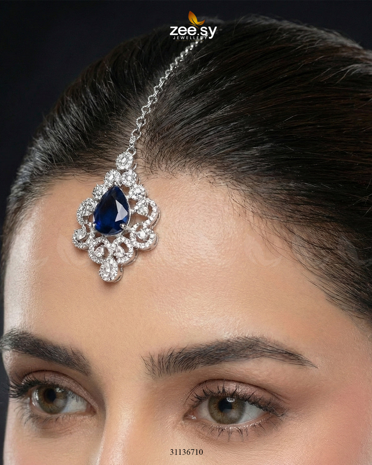 Silver Crystal Pave Necklace Set