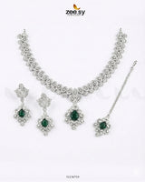 Silver Crystal Pave Necklace Set