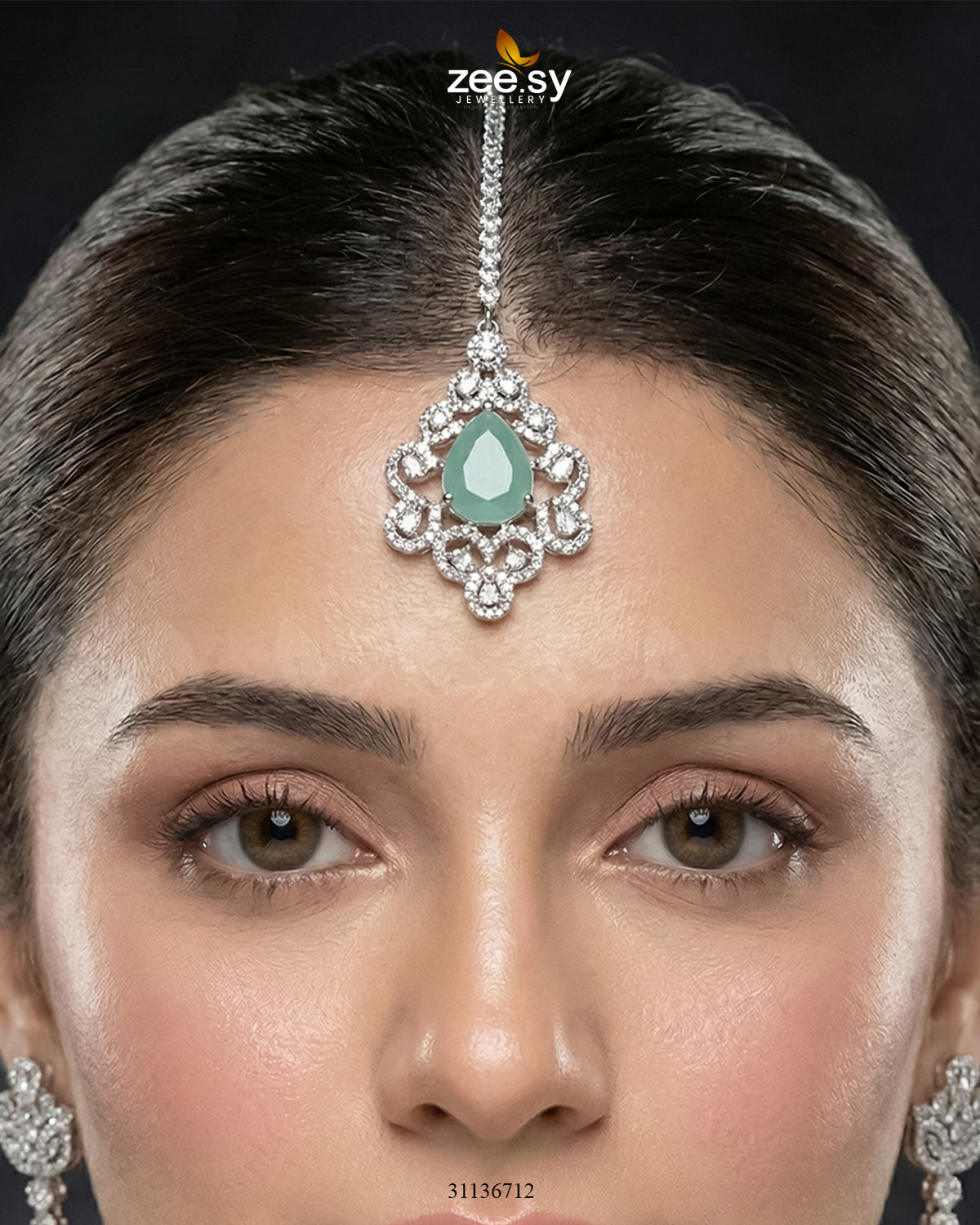 Silver Crystal Pave Necklace Set