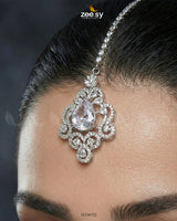 Silver Crystal Pave Necklace Set