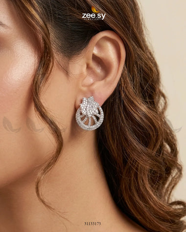 Dainty Floral Gemstone Earrings - Silver