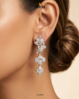 Silver Flower Dangler Cluster Earrings Earrings - Zeesy Jewellery Pakistan | Premium Artificial & Imitation Jewellery