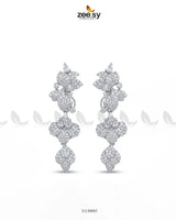 Silver Flower Dangler Cluster Earrings Silver White Earrings - Zeesy Jewellery Pakistan | Premium Artificial & Imitation Jewellery