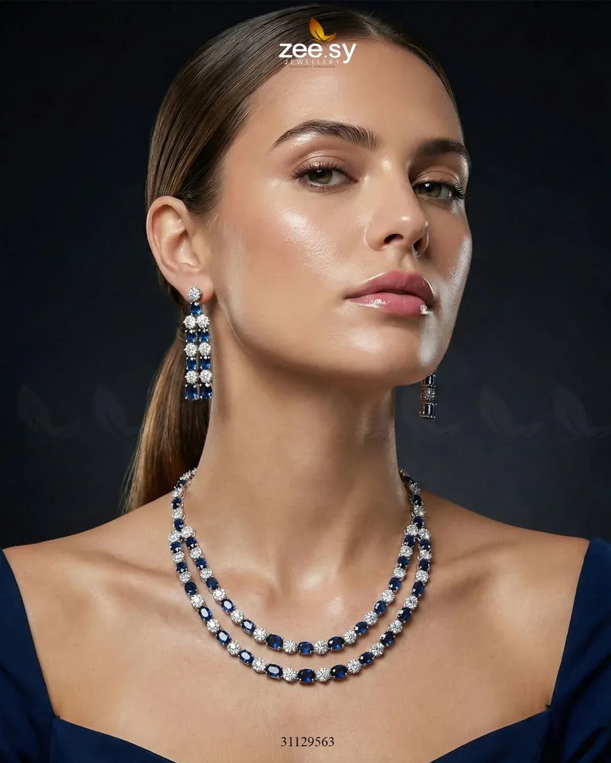 Silver Frost Glimmer Necklace Set - Zeesy.pk