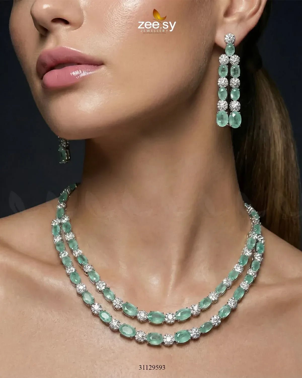 Silver Frost Glimmer Necklace Set - Zeesy.pk