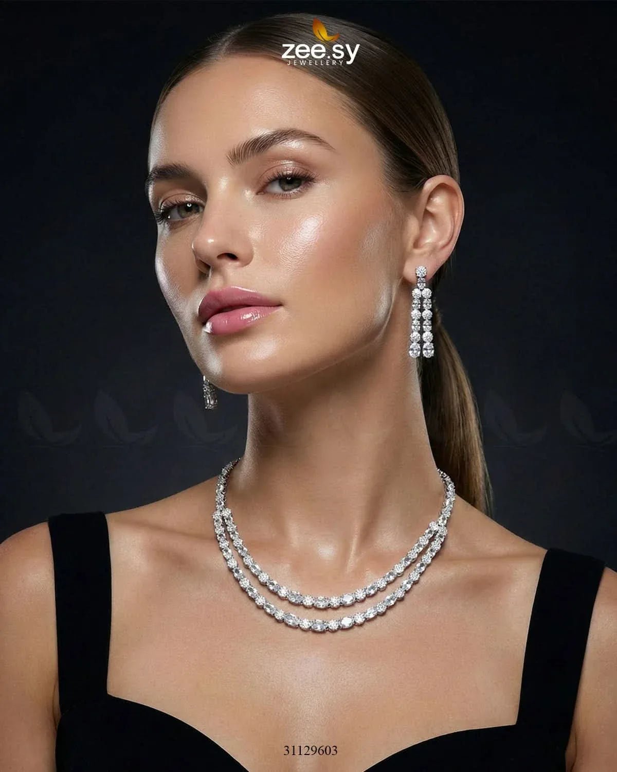 Silver Frost Glimmer Necklace Set - Zeesy.pk