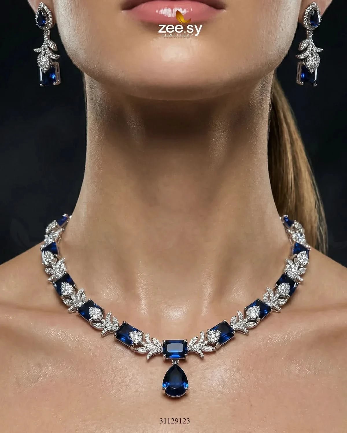 Silver Gilded Statement Necklace Set - Zeesy.pk