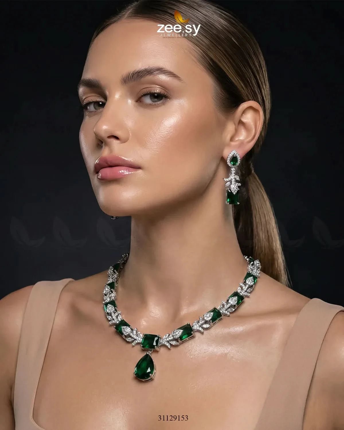 Silver Gilded Statement Necklace Set - Zeesy.pk